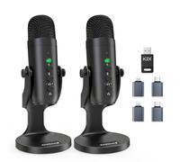zealsound Lot de 2 Microphones à condensateur USB Professionnels Noir