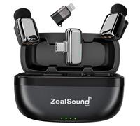ZealSound M6 Micro Cravate Sans Fil pour iPhone Android téléphone, Mini Microphone Lavalier 5g Léger avec Réduction de Bruit,100m Portée pour Vlogging, Streaming, Podcast, YouTube, TikTok, Interview