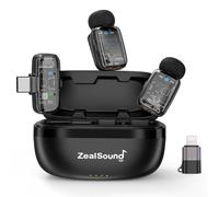 zealsound Micro Cravate sans Fil pour iPhone Android iPad PC (avec USB-C/Lightning + Étui De Charge),Réduction De Bruit/Autonomie 33H, Double Microphone sans Fil pour TikTok, Podcast, Vidéos Youtube