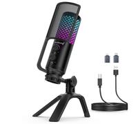 zealsound Micro Gaming PC, 96 kHz Métal USB Microphone à condensateur RGB pour Streaming, Podcast, Enregistrements et Voiceover, Discord, avec Muet et Gain - Plug & Play pour PC Smartphone et PS4/5