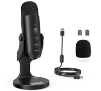 ZealSound Micro Podcast USB à Condensateur - Réduction du Bruit Microphone pour PC, téléphone & iPhone, avec Muet, Gain & Echo, pour Gaming, Streaming, Enregistrement, Twitch, Mac, Windows et PS5, K66