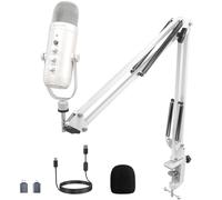 zealsound Microphone USB k66pw avec Bras de Perche de Microphone