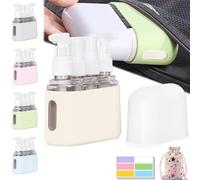 Zeanaturals - Mini Shampoo Dispenser Portable Travel Bottle Set, Zeanaturals Travel Containers, Zeanaturals Travel Bottles, Mini Travel Size Toiletries Bottles with Labels (4 in 1,Beige)