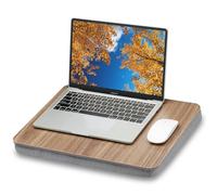ZEAPTAC Bureau avec coussin d'oreiller, bureau de lit portable pour ordinateur portable jusqu'à 15,6", support pour lit, canapé et moquette, tablette de livre/planche à dessin - Bois marron foncé