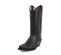 ZEARLY Bottes de Cowboy Homme Vintage Casual Bottes Bout Pointu Western Bottes Longues,Noir,43 EU