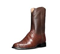 ZEARLY Hommes Chelsea Bottines en Cuir Crocodile Imprime Western Cowboy Bottes Robe Bottes,Marron,44 EU