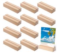 Zeawavsl 10 Pièces Porte Carte Bois, Porte-cartes en bois de Hêtre, Support de table élégant et porte photos avec portecartes de Menu, Parfait pour les Mariages, Banquets et fêtes