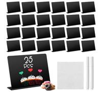 Zeawavsl 25PCS Mini Tableau Noir,Facile à nettoyer pour les panneaux à message, les marque-places, les décorations de fête, les accessoires pratiques pour les événements, les mariages, les cafés.