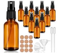 Zeawavsl Lot de 10 flacons pulvérisateurs vides en verre de 30 ml avec 2 entonnoirs et 1 compte-gouttes 1 autocollant, flacons pulvérisateurs portables pour recharges d'huiles essentielles et voyages
