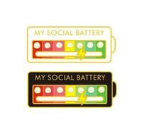 Zeayebsr 2pcs My Social Battery Pin, Broche Drôle d'Humeur Sociale pour 7 Jours, Broche de Batterie Sociale Broche Drôle Broche Bijoux Décoration Broche,pins Social Battery