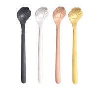 Zeayebsr Lot de 4 Cuillères à Café en Acier Inoxydable Cuillère À Café en Forme de Patte de Chat Cuillère À Crème Glacée pour Apéritif Dessert Café Thé Lait，cuillère cadeau，bande de chat happy spoon
