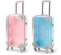 Zeaying 2 Pièces Valise de Voyage Miniature, Miniature Mini Valises, Valise Cadeau pour Les Vacances, Tirelire Voyage avec roulettes et poignée, Enfant Miñi Trolley De Voyages, Tirelires(Bleu Rose)