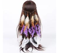 ZEBAN Bandeau bohème à plumes hippie gitane pour femme (violet, taille unique)