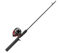 Zebco 202 Moulinet Spincast et Canne à pêche, Canne à pêche 2 pièces, 1,5 m, Taille 30, pré-bobinée avec Ligne Cajun de 4,5 kg, Noir/Rouge