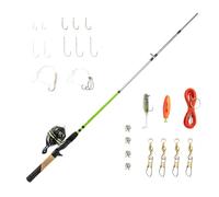 Zebco Ready Tackle - Canne à pêche Spincast Lake/Pond - Canne à pêche de 1,8 m - Moulinet taille 30 - Récupération RH - Ligne de 4,5 kg - Kit de pêche de 27 pièces