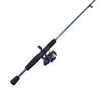 Zebco Slingshot Spinning Reel and Fishing Rod Combo, 5-Foot 6-inch 2-Piece Fishing Pole, Size 20 Reel, Changeable Right- Or Left-Hand Retrieve, Pre-Spooled with 8-Pound Zebco Cajun Line, Blue