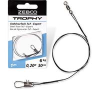 Zebco Trophy Bas de Ligne en Acier de qualité 7 x 7 Expert - Matériel sûr - Accessoire de pêche avec hameçon pour pêche au brochet, Diverse, 15 kg