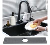 Zebediah Kitchen Sink Splash Guard - Dries Instantly and Prevents Moisture Buildup, Diatomaceous Earth Faucet Handle Drip Catcher Tray Mat, Faucet Splash Guard for Kitchen Sink, Faucet Absorbent Mat
