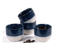 ZEBERBO Lot de 4 tasses à expresso en céramique à double paroi pour tasses Nespresso, tasses à café en demi-tasse à café émaillée spéciale pour machine (bleu)
