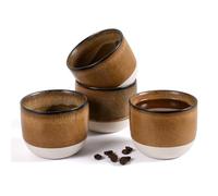 ZEBERBO Lot de 4 Tasses à Expresso en Céramique Émaillées pour Machine Nespresso (Marron)