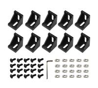 Zeberoxyz 10 pièces 4040 support d'angle noir à angle droit avec vis M6 4040 série 2 trous support d'aluminium pour fente 8mm Accessoires de profil d'extrusion en aluminium