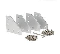 Zeberoxyz 4PCSTrousse plaque de support d'angle en forme de L en argent avec 20 vis M5, 20 écrous en T M5, plaque de joint à 5 trous à 90 degrés pour 2020 (argent-L avec écrou)