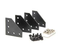 Zeberoxyz 4PCSTrousse Plaque de support d'angle en forme de L noir avec vis M5 20PCS et écrous en T 20PCS M5, plaque de joint à 90 degrés à 5 trous (noir-L avec écrou)