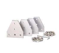 Zeberoxyz 4PCSTrousse Plaque de support d'angle en forme de T en argent avec 20 vis M5, 20 écrous en T M5, plaque de joint à 5 trous à 90 degrés (Silver-T avec écrou)