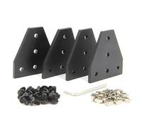 Zeberoxyz 4PCSTrousse Plaque de support d'angle en forme de T noir avec vis M5 20PCS et écrous en T 20PCS M5, plaque de joint à 90 degrés à 5 trous (noir-T avec écrou)