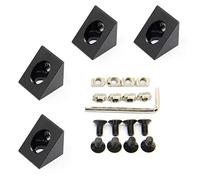 Zeberoxyz 4pièces connecteur de support d'angle pointu à angle noir 2020Série t fente d'extrusion d'aluminium pour fente 6mm accessoires de profilé