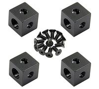 Zeberoxyz 4pièces Cube de support d'angle noir avec vis série 2020 Cube de bloc en aluminium pour fente 6mm profilé d'extrusion d'aluminium