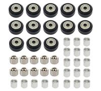 Zeberoxyz Kit de 13 roues de poulie POM avec roulement + 10 colonnes excentriques hexagonales + 20 colonnes d'isolation rondes pour CR10, Ender 3, Ender 3 Pro, Ender 5 (43 pièces/kit de roues POM)
