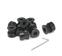 Zeberoxyz Lot de 10 poulies GT2 à 20 dents - Alésage de 6,35 mm - En aluminium noir - Pour imprimante 3D - Courroie de distribution de 6 mm de largeur (20 à 6,35 mm - Alésage noir)