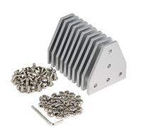 Zeberoxyz Lot de 10plaques d'angle argentées en forme de T avec 50vis+50écrous en T, plaque de joint à 5 trous à 90 degrés pour profilé en aluminium série 2020(10pièces en T argenté avec écrou)