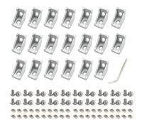 Zeberoxyz Lot de 20 supports d'angle argentés à angle droit avec vis pour fente 6mm Accessoires de profil d'extrusion en aluminium (20 pièces argentées avec écrou)