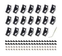 Zeberoxyz Lot de 20 supports d'angle noirs à angle droit avec vis pour fente de 6mm accessoires de profil d'extrusion en aluminium (20 pièces noires avec écrou)