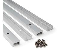 Zeberoxyz Lot de 4 glissières en T en aluminium de 300 mm avec vis, profil double coupe universel avec trous de montage pré-percés pour le travail du bois et les pinces à outils de bricolage (taille :