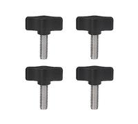Zeberoxyz Lot de 4 vis moletées en acier inoxydable avec bouton en aluminium noir, filetage standard/grossier - Longueur : 3/4" (taille : 1/4"-20 x 1,9 cm)