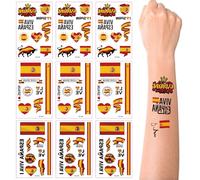 ZEBKEL 9 Feuilles de Tatouage Drapeau Espagne, Tatouages Temporaires de Drapeaux Nationaux pour la Coupe du Monde, Accessoires de Supporter Viva España pour Fans de Football