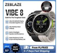 Zeblaze 2025 Nouvelle montre connectée VIBE 8 avec écran AMOLED de 1,43 pouces, verre saphir, boîtier en acier inoxydable 316L, lampe de poche intégrée et microphone, appels vocaux, suivi de la santé 