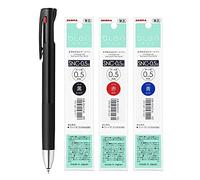 Zebra Blen 3C Multi Stylo à bille, pointe fine 0,5 mm, corps et lot de 3 recharges de couleurs (noir, rouge, bleu) et notes adhésives "monoc" (importé du Japon)