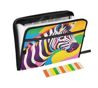 Zebra Classeur extensible coloré 13 poches avec étiquettes A4 Organiseur de documents avec fermeture éclair