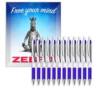 Zebra Classic Z-Grip Flight Stylos à bille - 1,2 mm - Encre bleue - Lot de 12 - dans une enveloppe Zebra dans un emballage cadeau