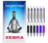 Zebra Classic Z-Grip Flight Stylos à bille - 1,2 mm - Encre noire, bleue et violette - Lot de 6 - Dans un coffret cadeau en carton