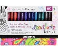 Zebra Doodler'z Stylo À Encre Gel 1,0 Mm Fashion Pailleté Couleurs Fluo Pastel Boîte De 60 Stylos