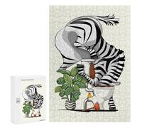 Zebra Drinking from Toilet - Puzzle-Image pour Adultes, 300 PCS, Projet Puzzle du W nd, pour Se Détendre À La Maison sans Écran