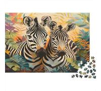 Zebra Duo Puzzle 1000 Pièces avec Clic Parfait, Puzzles pour Adultes Zèbre coloréconcentration Training Puzzle pour La Décoration Murale Et Les Cadeaux, Secret Santa Orig