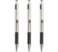 Zebra F-301 - Stylo À Bille Rétractable En Acier Inoxydable - 1,0 Mm De Large - Encre Noire - Paquet De 3
