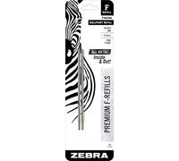 Zebra Pen Recharge stylo-bille F-Series acier inoxydable Pointe fine 0,8 mm Encre noire Pack 2