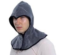 Zebra & Friends Cagoule de Chevalier Tarik avec col - Coiffe médiévale argentée pour Adultes, 100% Polyester - L’Accessoire Parfait pour Chaque événement médiéval
